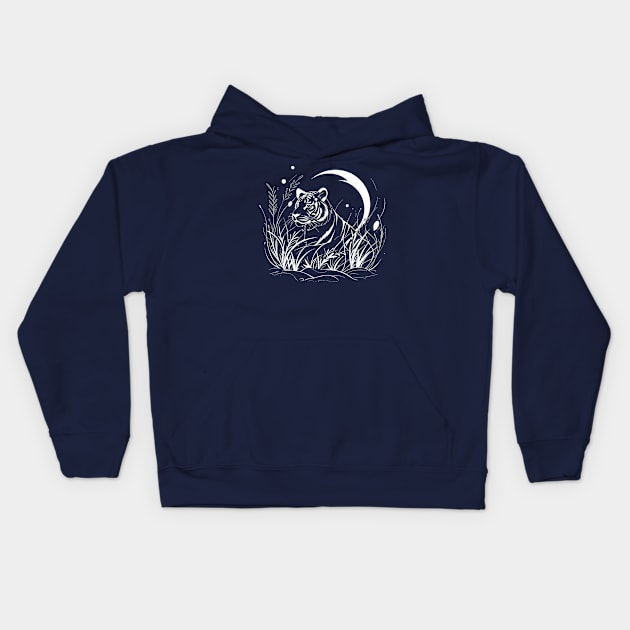 A tiger under the moonlight (white) Kids Hoodie by etherElric